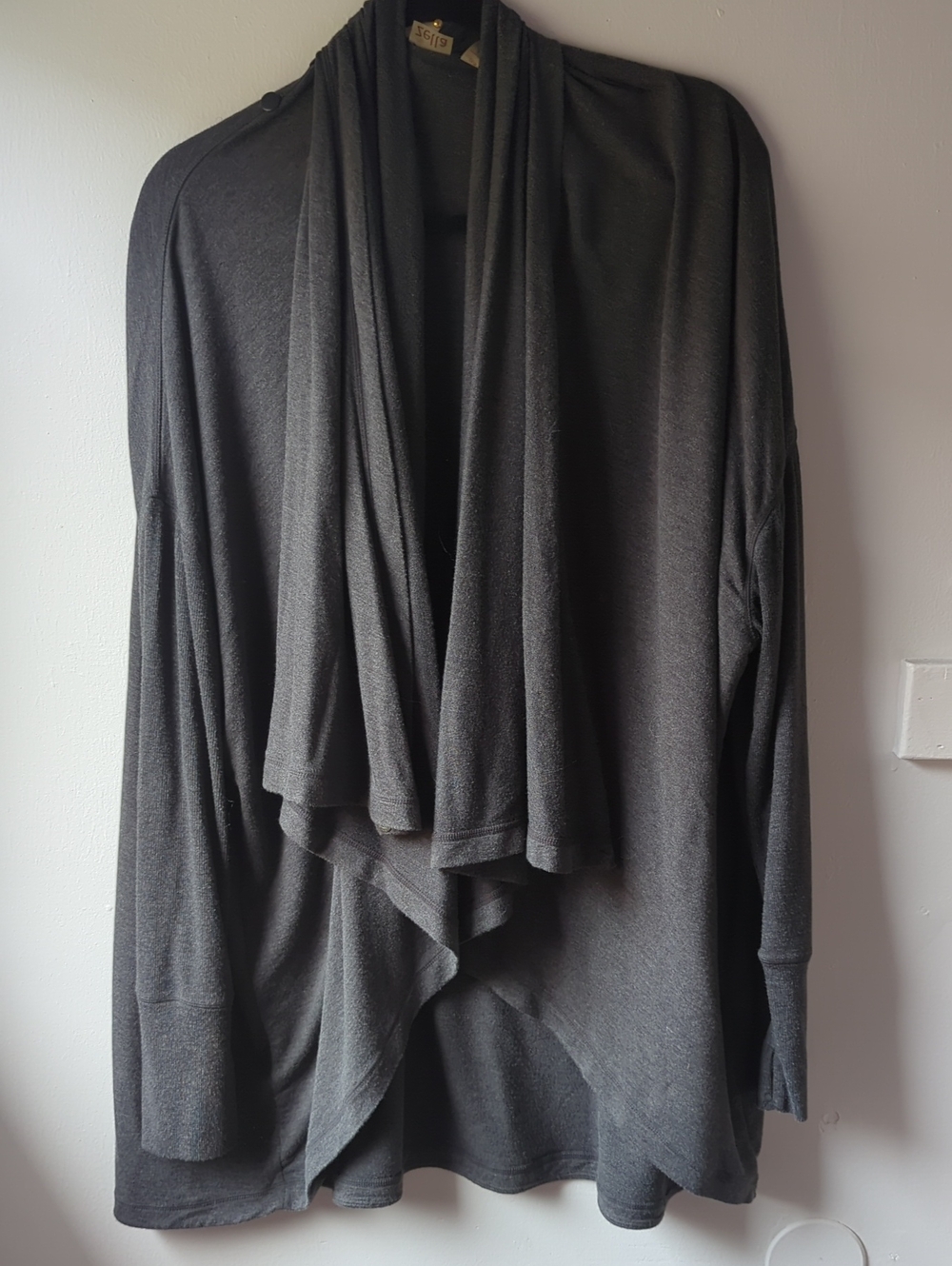 Zella Charcoal Draped Open-Front Cardigan Size 2X